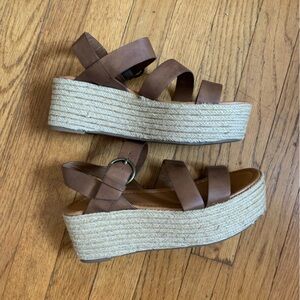 Indigo Rd platform brown sandal with rattan detail size 6.5